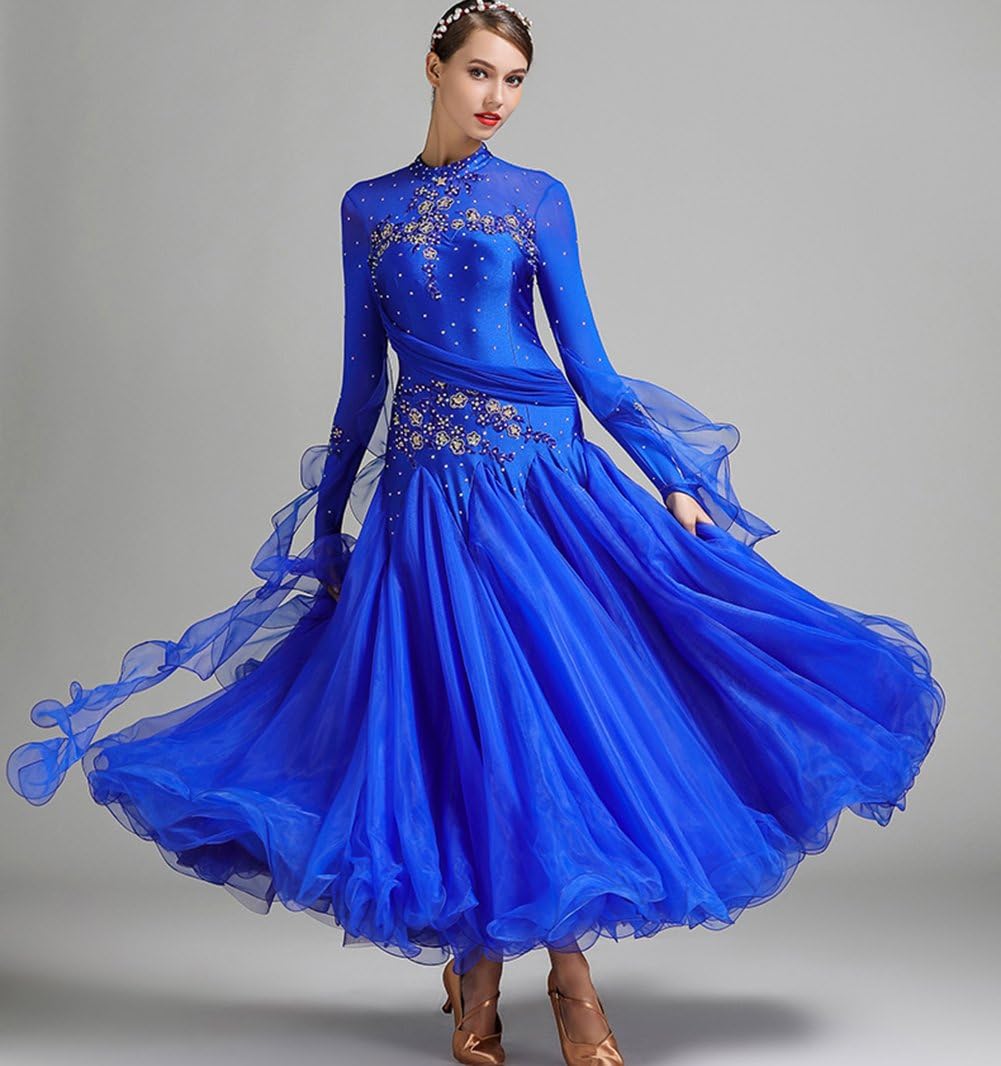 RIKOUZY 9色選べる 長袖社交ダンスドレス モダンダンス衣装